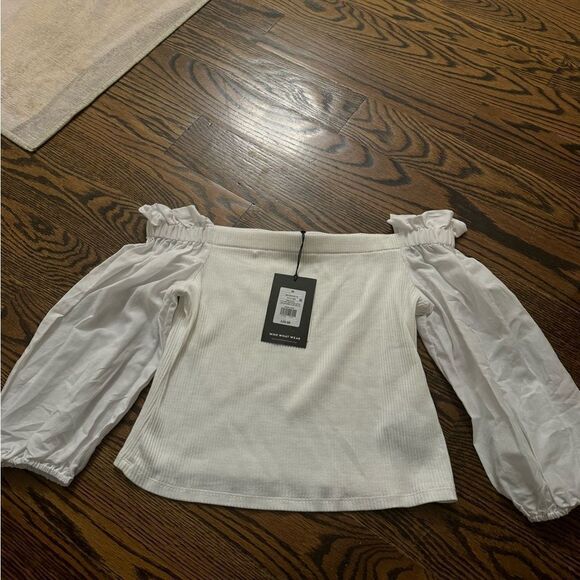 new who what wear off the shoulder long sleeve blouse - Picture 1 of 3
